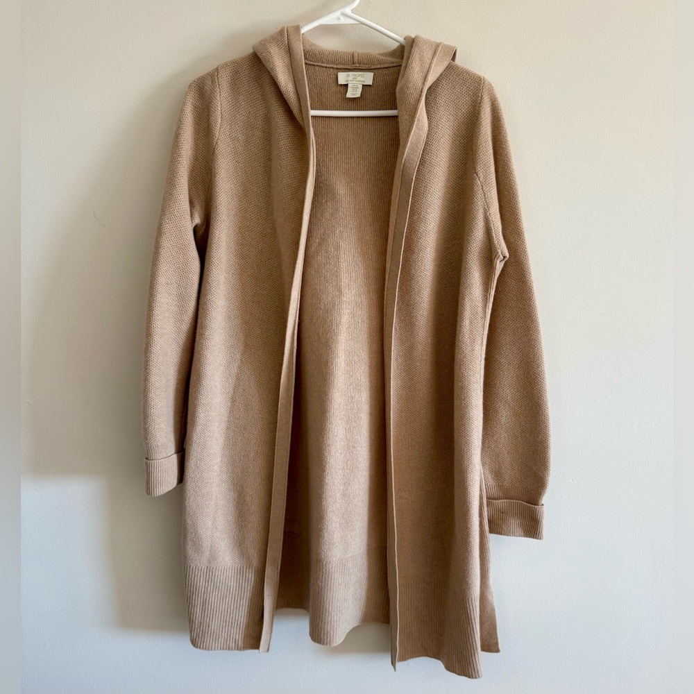 100% Cashmere St. Tropez Soft Camel Knit Cardigan Size Medum - Picture 2 of 5